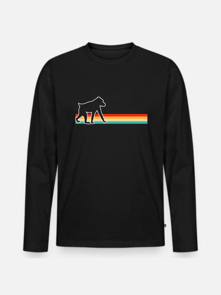 Singe Rétro - T-shirt manches longues Premium bio Homme - noir