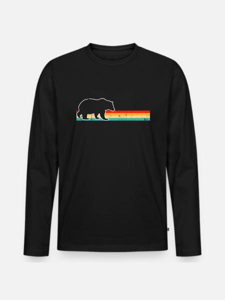 Bear Retro - Men's Premium Organic Long Sleeve Shirt - black