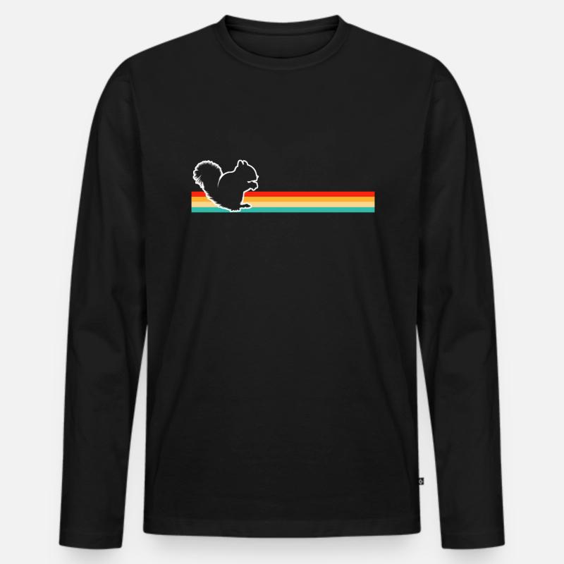 Eichhörnchen Retro - Männer Premium Bio Langarmshirt - Schwarz