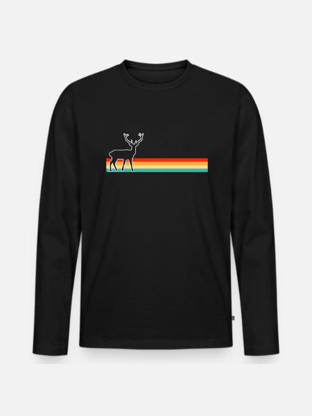 Deer Retro - Men's Premium Organic Long Sleeve Shirt - black