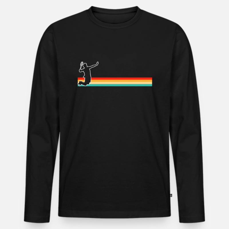 Badminton Retro - Männer Premium Bio Langarmshirt - Schwarz