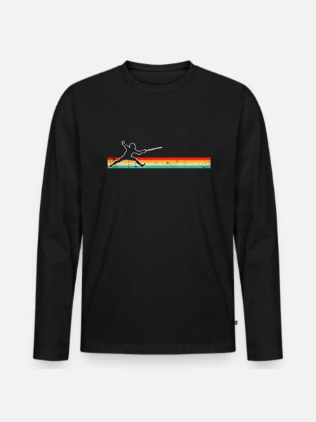 Fechten Retro - Männer Premium Bio Langarmshirt - Schwarz