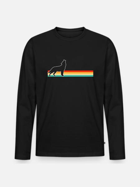 Wolf Retro - Men's Premium Organic Long Sleeve Shirt - black