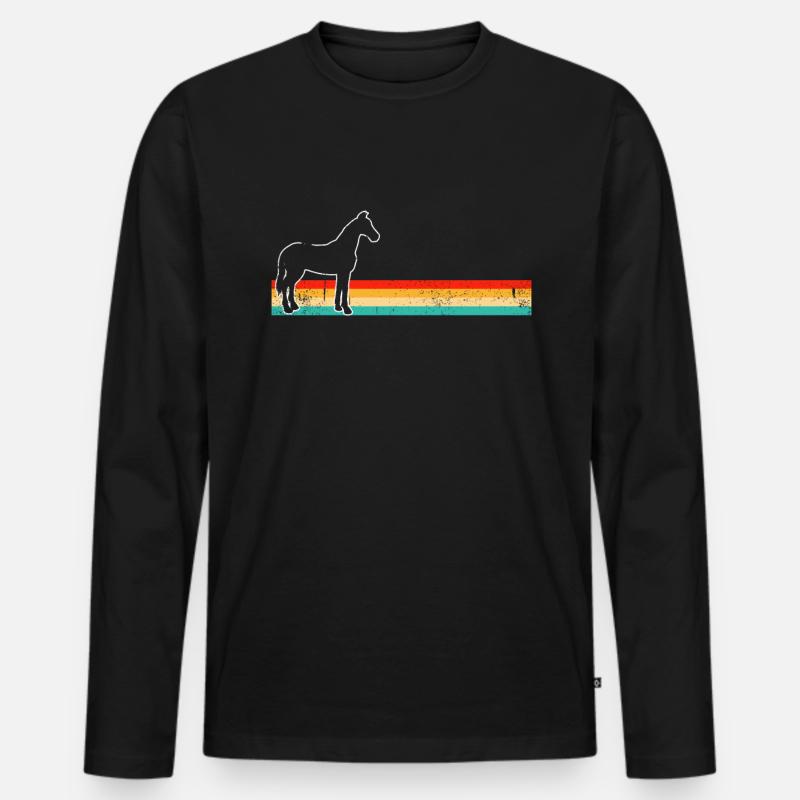 Pferd Retro - Männer Premium Bio Langarmshirt - Schwarz
