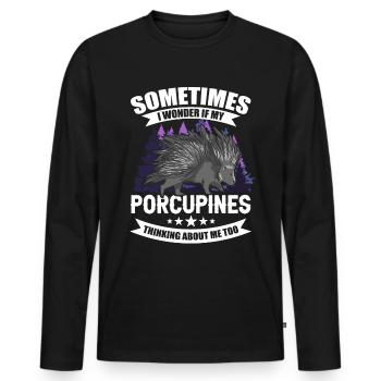 Porcupines - Men's Premium Organic Long Sleeve Shirt - black - Front - Nico (187cm)