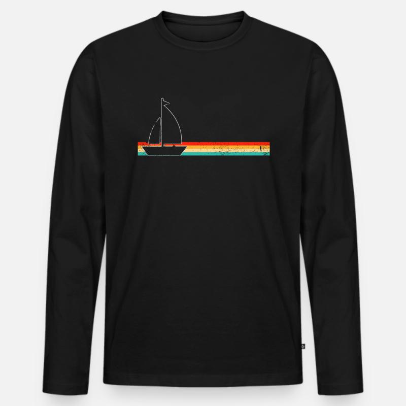 Segeln Retro - Männer Premium Bio Langarmshirt - Schwarz