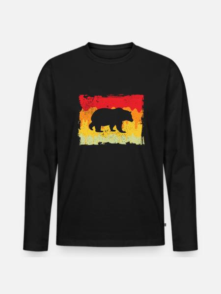Bear Retro - Men's Premium Organic Long Sleeve Shirt - black