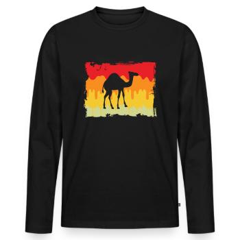 Retro Dromedar - Männer Premium Bio Langarmshirt - Schwarz - Vorne - Nico (187cm)