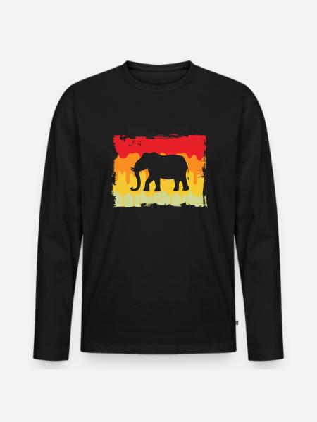 Elephant Retro - Men's Premium Organic Long Sleeve Shirt - black