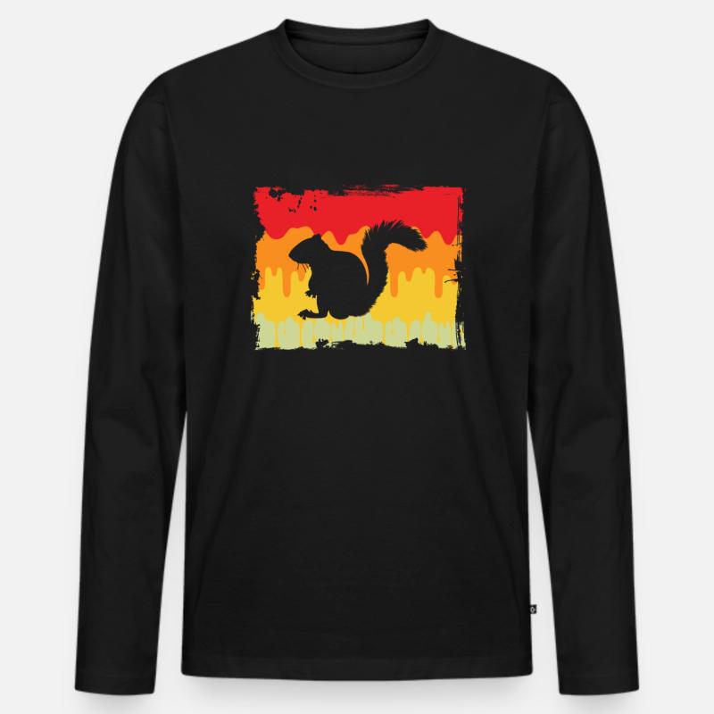 Eichhörnchen Retro - Männer Premium Bio Langarmshirt - Schwarz
