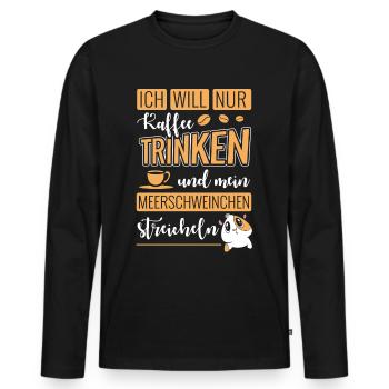 Guinea Pig & Coffee - Männer Premium Bio Langarmshirt - Schwarz - Vorne - Nico (187cm)