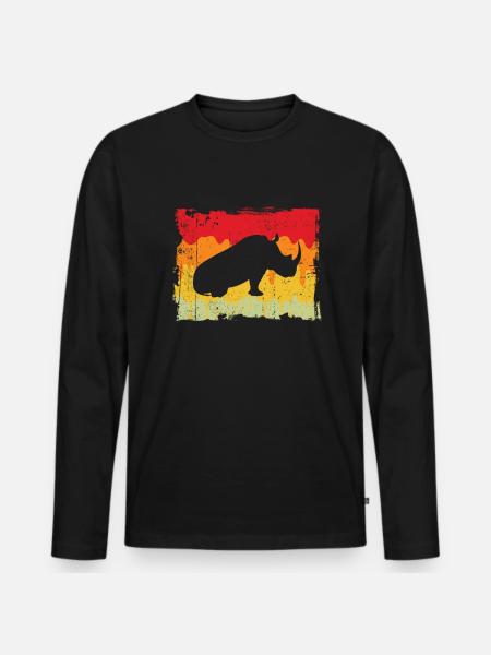 Rhino Retro - Men's Premium Organic Long Sleeve Shirt - black
