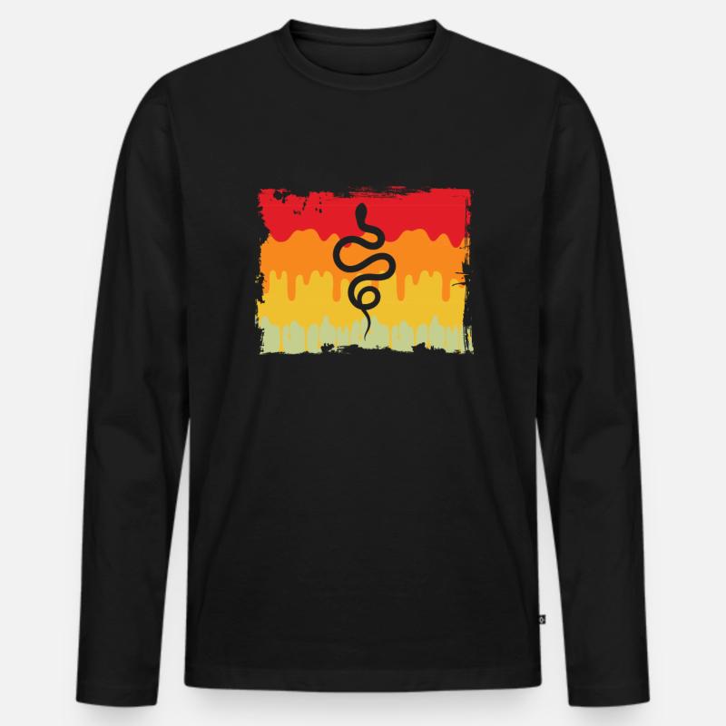 Schlange Retro - Männer Premium Bio Langarmshirt - Schwarz
