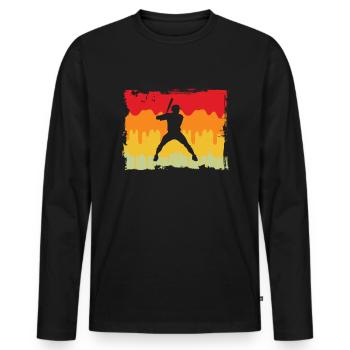 Baseball Rétro - T-shirt manches longues Premium bio Homme - noir - Devant - Nico (187cm)