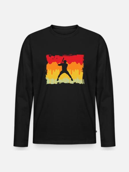 Baseball Retro - Männer Premium Bio Langarmshirt - Schwarz