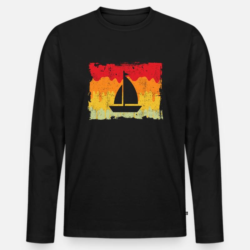 Segeln Retro - Männer Premium Bio Langarmshirt - Schwarz
