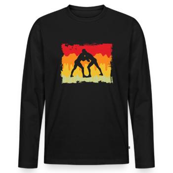 Lutte Rétro - T-shirt manches longues Premium bio Homme - noir - Devant - Nico (187cm)