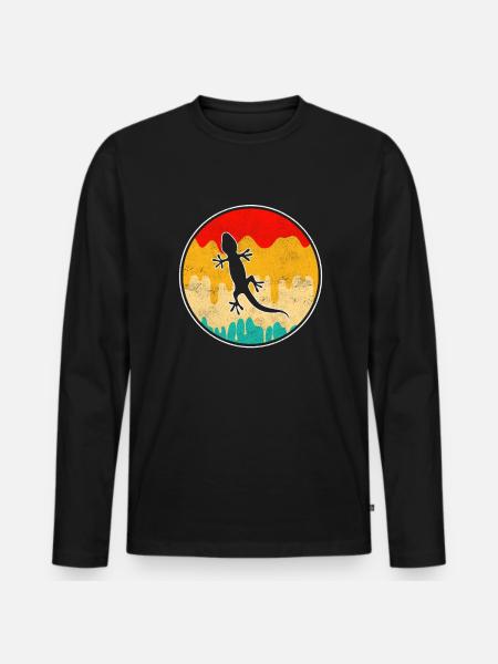 Lizard Retro - Men's Premium Organic Long Sleeve Shirt - black