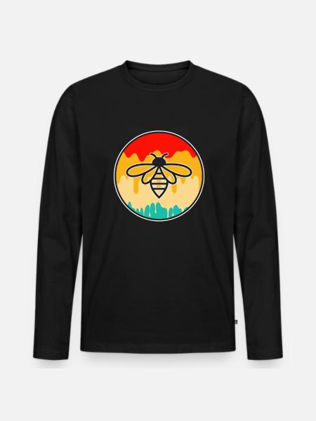 Abeille Rétro - T-shirt manches longues Premium bio Homme - noir
