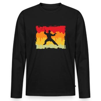 Karate Martial Arts Retro - Men's Premium Organic Long Sleeve Shirt - black - Front - Nico (187cm)