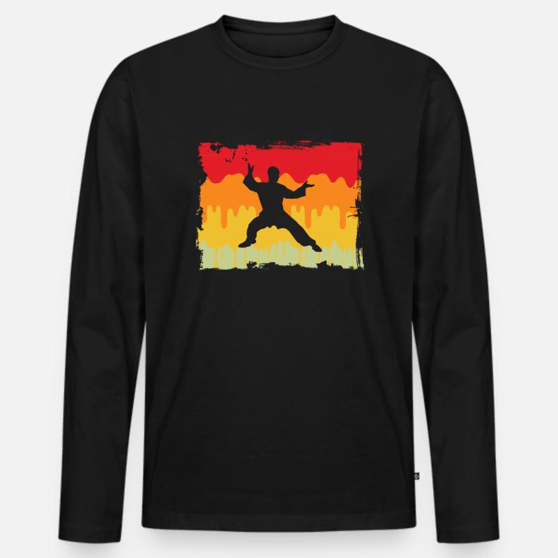 Karate Kampfsport Retro - Männer Premium Bio Langarmshirt - Schwarz