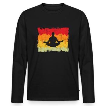 Yoga Meditation Retro - Men's Premium Organic Long Sleeve Shirt - black - Front - Nico (187cm)