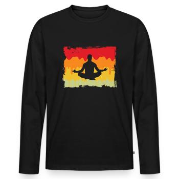 Yoga Meditation Retro - Men's Premium Organic Long Sleeve Shirt - black - Front - Nico (187cm)