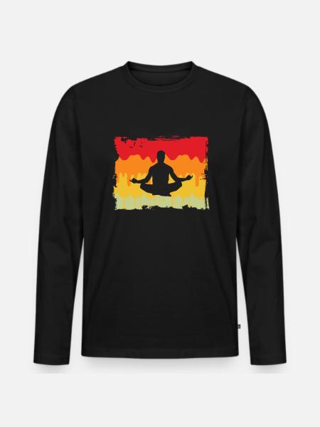 Yoga Meditation Retro - Men's Premium Organic Long Sleeve Shirt - black