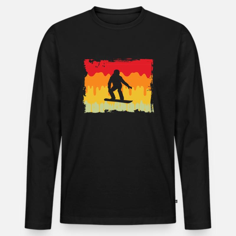 Snowboarding Retro - Männer Premium Bio Langarmshirt - Schwarz