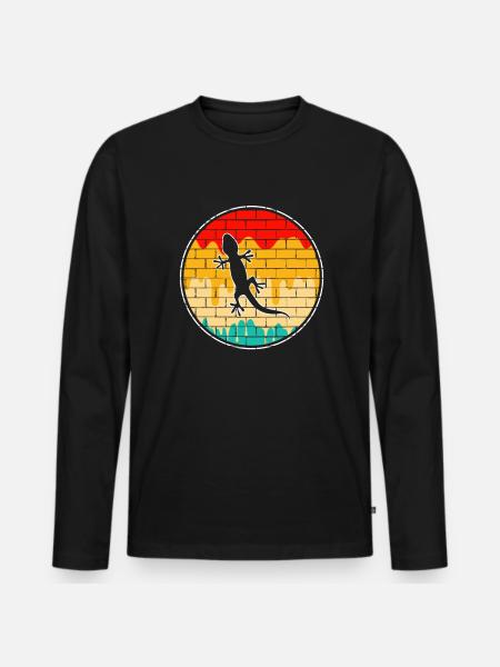 Lizard Retro - Men's Premium Organic Long Sleeve Shirt - black