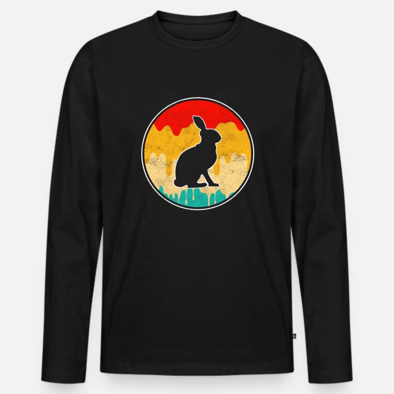 Hase Retro - Männer Premium Bio Langarmshirt - Schwarz