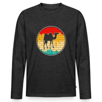 Camel Rétro - T-shirt manches longues Premium bio Homme - anthracite chiné - Devant - Nico (187cm)