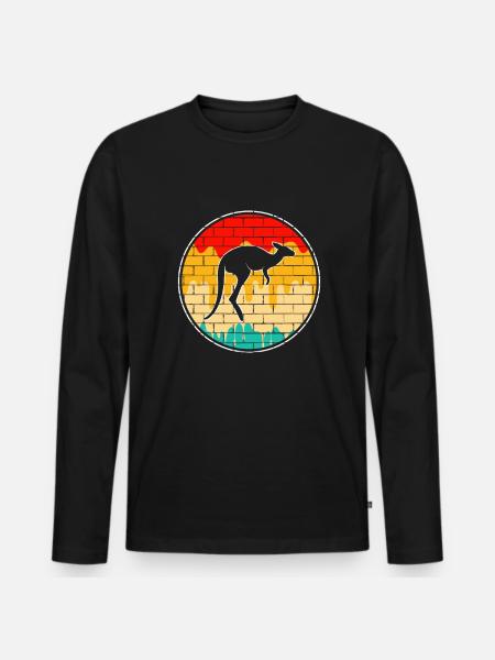 Kangourou Rétro - T-shirt manches longues Premium bio Homme - noir
