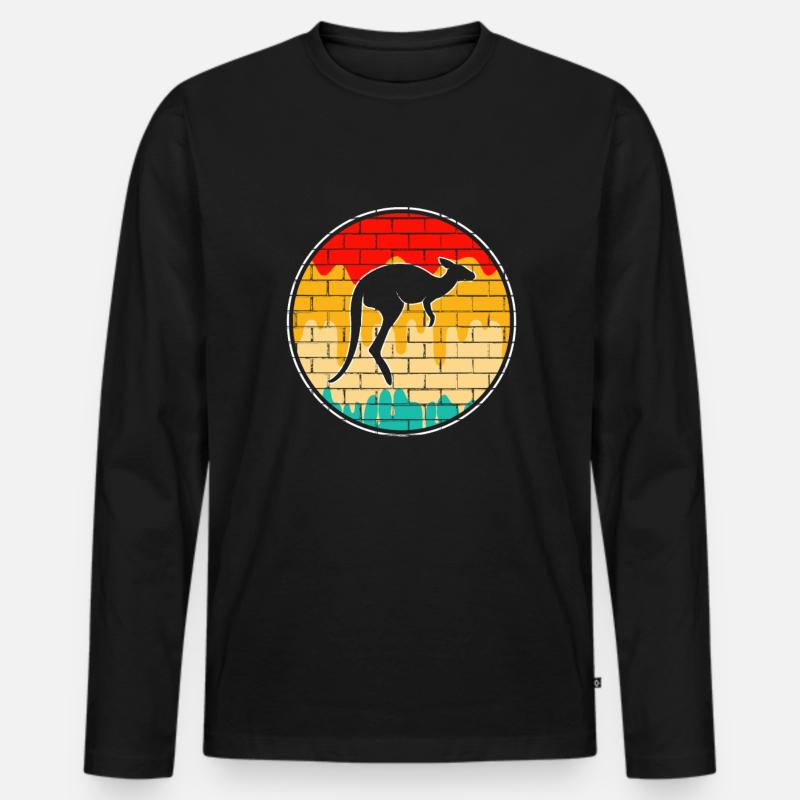 Känguru Retro - Männer Premium Bio Langarmshirt - Schwarz