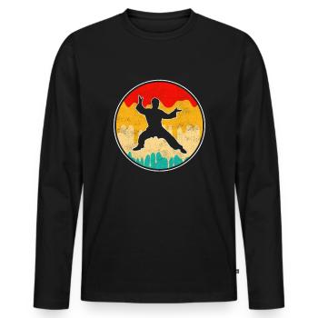 Karate Martial Arts Retro - Men's Premium Organic Long Sleeve Shirt - black - Front - Nico (187cm)