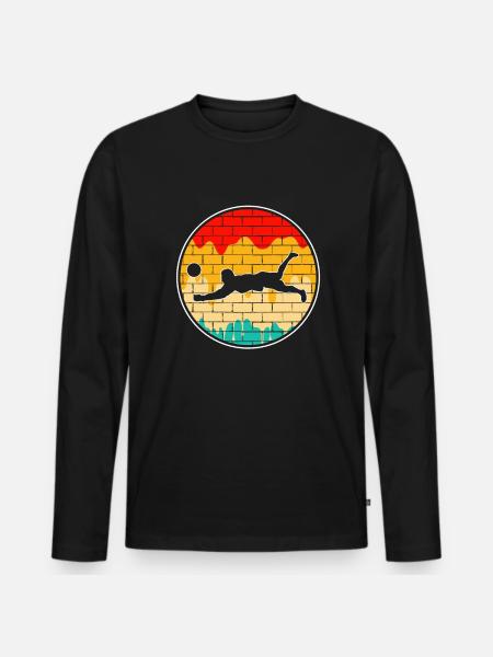 Volleyball Retro - Männer Premium Bio Langarmshirt - Schwarz