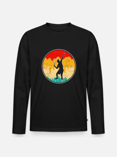 Tennis Rétro - T-shirt manches longues Premium bio Homme - noir