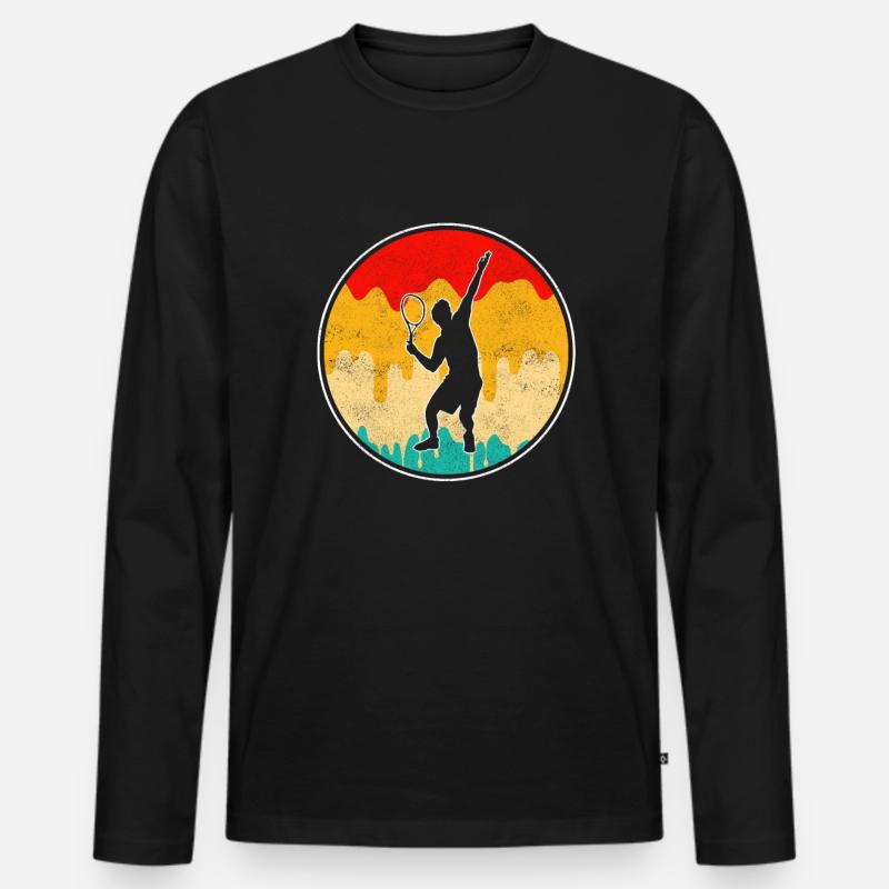 Tennis Retro - Männer Premium Bio Langarmshirt - Schwarz