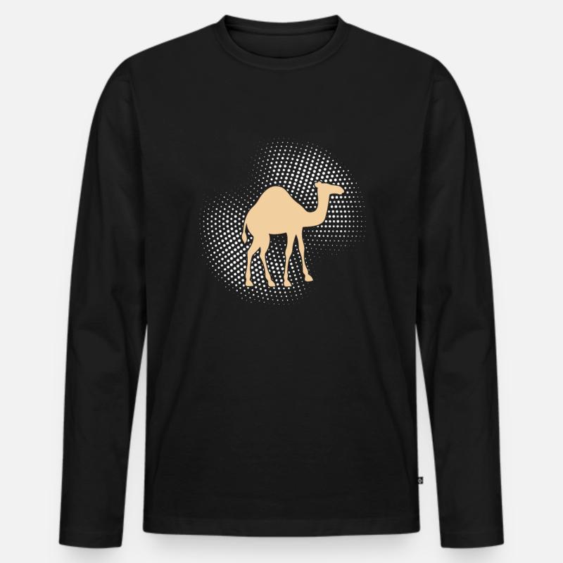 Kamel Dromedar - Männer Premium Bio Langarmshirt - Schwarz