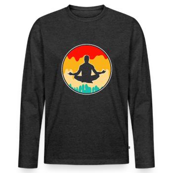 Yoga Meditation Retro - Men's Premium Organic Long Sleeve Shirt - heather anthracite - Front - Nico (187cm)