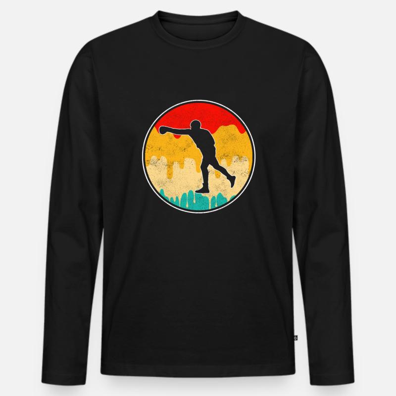Boxen Retro - Männer Premium Bio Langarmshirt - Schwarz