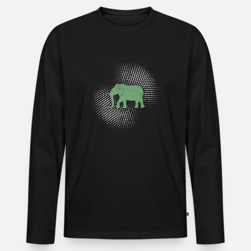Elefant - Männer Premium Bio Langarmshirt - Schwarz