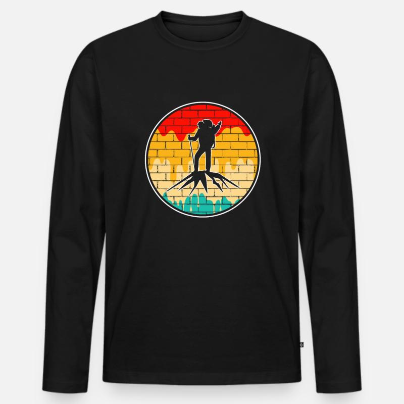 Bergsteigen Retro - Männer Premium Bio Langarmshirt - Schwarz