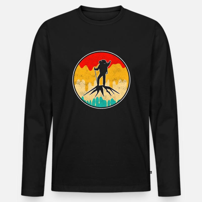 Bergsteigen Retro - Männer Premium Bio Langarmshirt - Schwarz