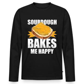 Sourdough Bakes Me Happy - Bread Baking - Männer Premium Bio Langarmshirt - Schwarz - Vorne - Nico (187cm)