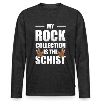 My Rock Collection Is The Schist | Geologist - Men's Premium Organic Long Sleeve Shirt - heather anthracite - Front - Nico (187cm)