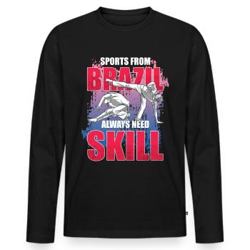 Les sports du Brésil ont toujours besoin d’habileté - Capoeira - T-shirt manches longues Premium bio Homme - noir - Devant - Nico (187cm)