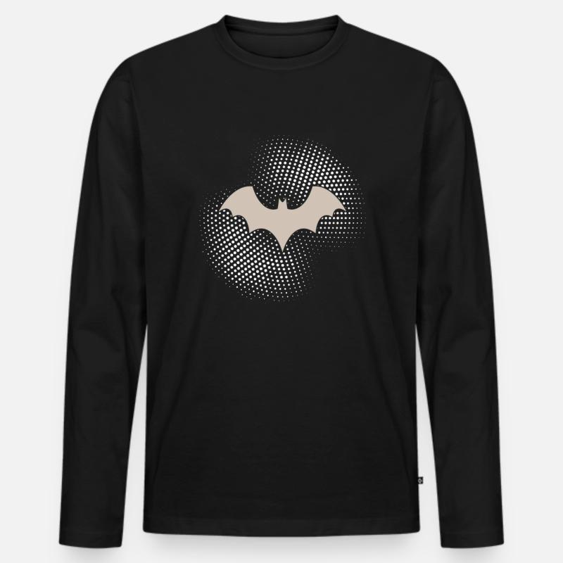 Fledermaus - Männer Premium Bio Langarmshirt - Schwarz