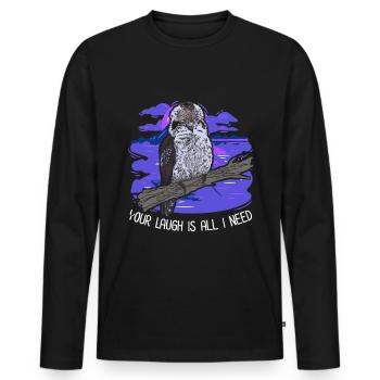 Your Laugh Is All I Need - Kookaburra - Men's Premium Organic Long Sleeve Shirt - black - Front - Nico (187cm)