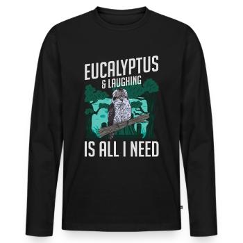 L’eucalyptus et le rire, c’est tout ce dont j’ai besoin - Kookaburra - T-shirt manches longues Premium bio Homme - noir - Devant - Nico (187cm)